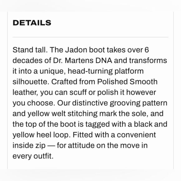 UK Dr Martens "Jadonโ Platform LaceUp Leather Combat Style Boots Size 6 Woman's - Picture 10 of 10